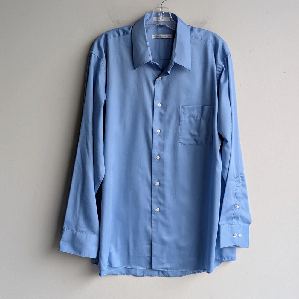 Geoffrey Beene Blue Sateen Dress Shirt